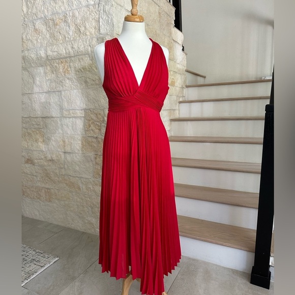 A.L.C. Everly Dress  Everly Dress Red Pleat US 8 - Picture 11 of 13